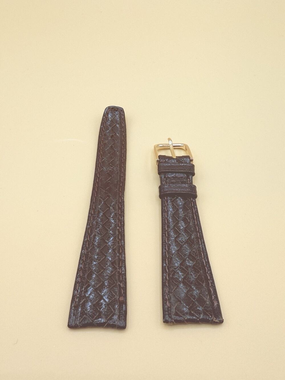 19mm KREISLER Braided Calfskin NOS Vintage Watch Band & Gold-Tone Buckle
